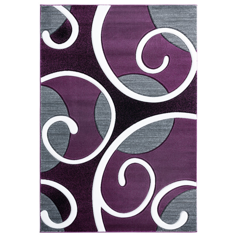 Orren Ellis Zabala Plum/Gray Area Rug & Reviews Wayfair